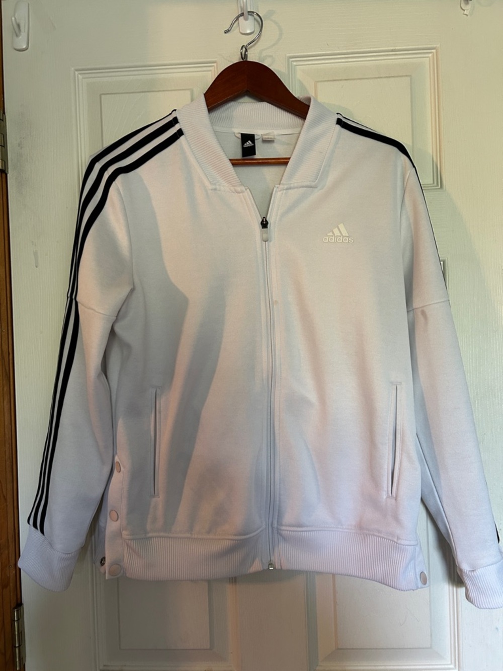 adidas White Track Jacket with Black Three-Stripes